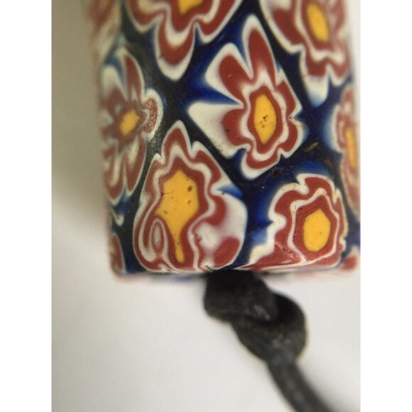 Vintage 1960's Venetian Glass Bead Necklace African Trade Bead On Leather Strand - Picture 10 of 10